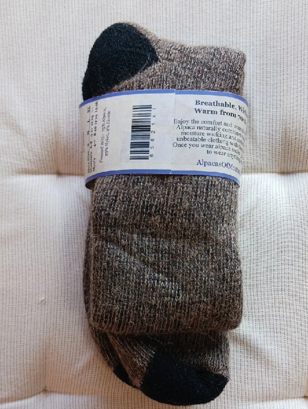 Alpacas of Montana ~ Alpaca Boot Socks – Brown & Black - Picture 2 of 8